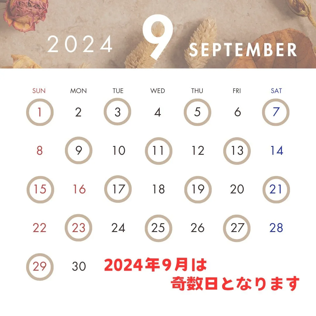 ２０２４年９月の授業受付可能日